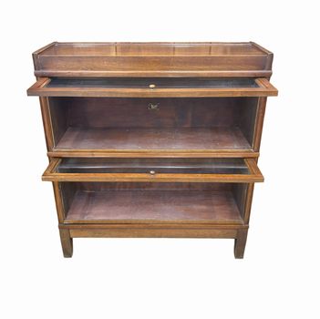 2-shelf walnut barrister bookcase, 38" h, 34" w, 11" d