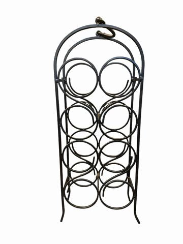 8-bottle black metal wine rack, 10.5x6.5x27H