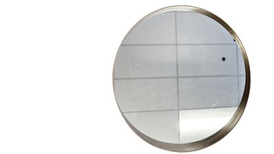 Contemporary Rnd Mirror Wood Ledge Frame 32"Diam.
