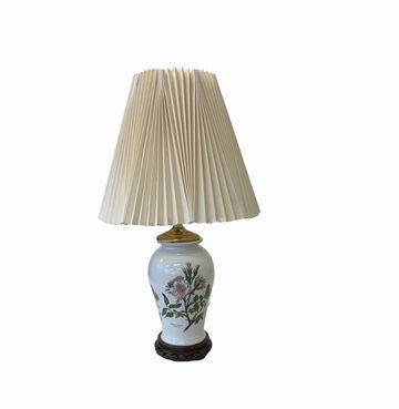 English Botanical Dogwood Lamp,-Hairline Crack 21"H