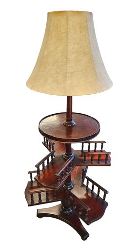 Vintage  Mahogany Rotating Floor Bookcase Lamp 54"Hx21"W