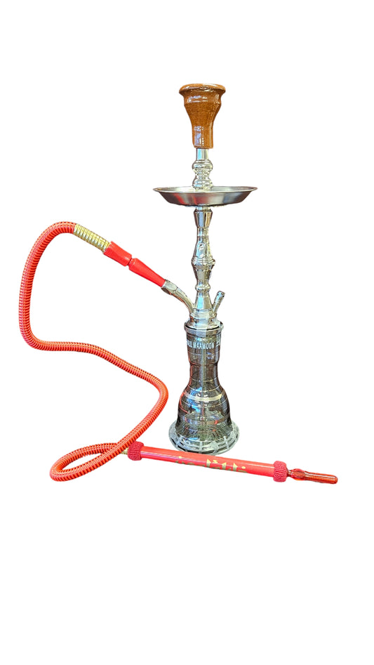 New Hookah Water Pipe w Silvered Stripe Glass 25"H