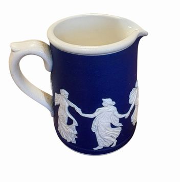 Dudson Hanley (England) dark blue Jasperware creamer, 3.5" h