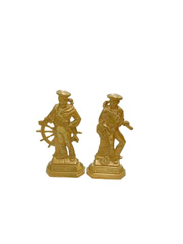 Pair Of Antique Nauyical British Navy Pride Sailor Door Stops 11x6"