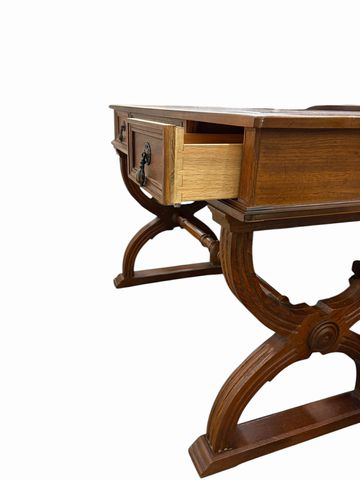 Drexel solid oak English late Regency-style hall table, 42x20x29