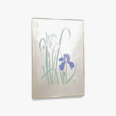 Know Artist P Chu " Blue Iris" Pulled Print lImited edition 36.5"h x 24.5"w