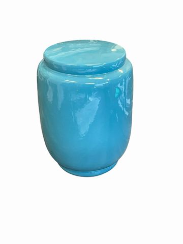 Teal ceramic garden stool,12Dx18.5H