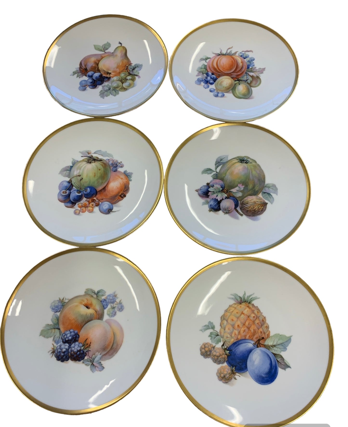 6 Czechoslovakian Handpainted Lunch Plates 8"Diam