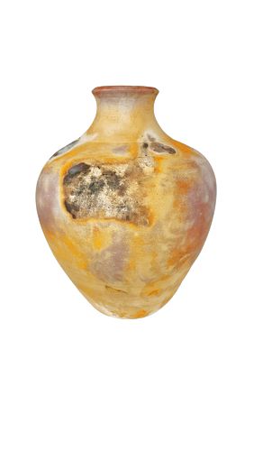 Fired Clay Vase *"Rose/Ochre w Camel 8"H