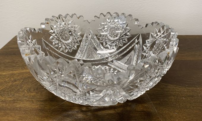 Scalloped cut-glass bowl, 8.25" diam., 3.5" h