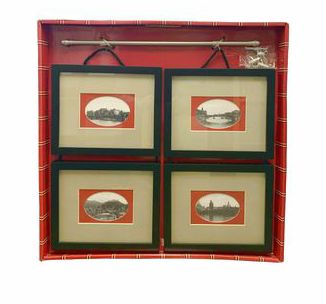 Set of 4 9x11" matted picture frames w/ 20" hanging rod