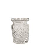 Vintage Crystal Glass Barrel Jar 5.5x4"