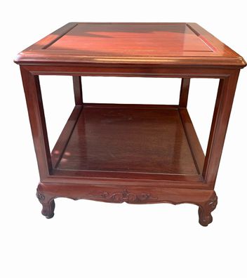 Chinese rosewood side table w/ undershelf, 22x22x22"