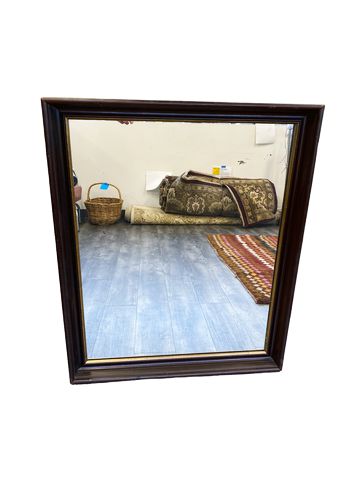 Large Wood Framed Mirror AS-IS, 33.5x28"