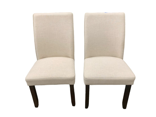Pair of beige linen side chairs, 22x18x37"