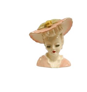Lady Head Vase Pink Dress & Pink Hat 5"
