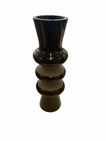 Amethyst modernist style vase, black/purple, Poland, AS-IS, 14"H