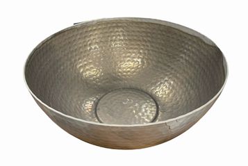 Hammered aluminum bowl, 10" diam., 4" h