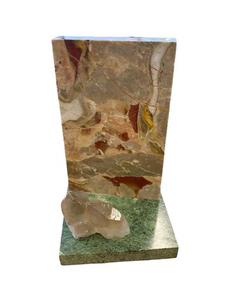 Modern stone bookend w/ quartz crystal, 4x4x7"