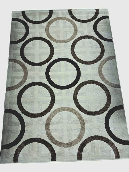 Orian Contemp Lambswool Rug, 5x7" (Tan w/Brown Circles)