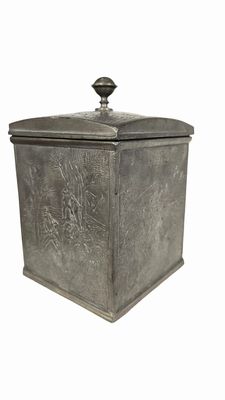 Antique German Pewter Tobacco Caddy 5.5"H