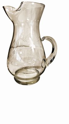 Etched Glass Pitcher 10"H