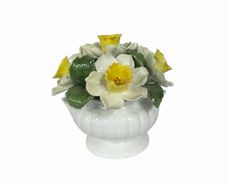 Ansley bone china daffodil figurine, 3" diam., 3" h