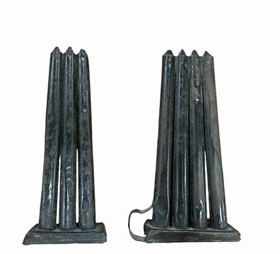 PAIR of antique candle molds, 11"