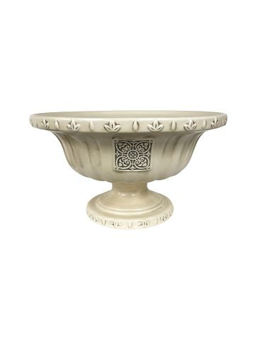 Cream-colored Pedestal Bowl 7"Hx12"Dia