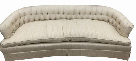 Beige weave curved tufted sofa, 80x21x28"