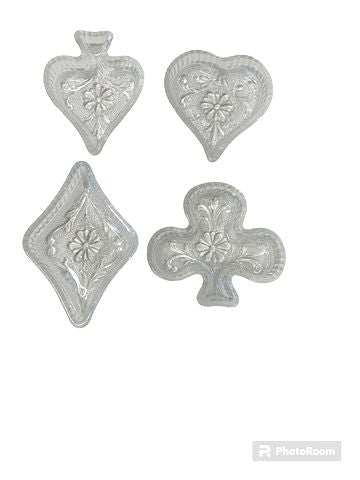 Set Of 4 MCM Snack Dishes - Diamond,Heart,Spade & Clubs 4" x 3"