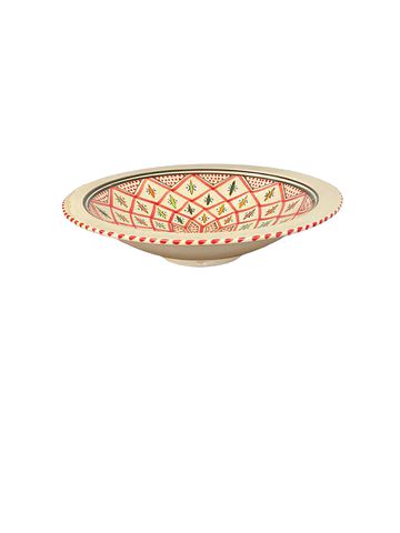 Moroccan handpainted bowl, 13.5"Dx3.25"H