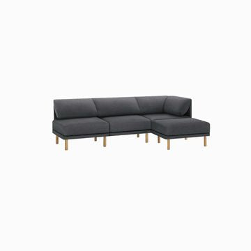 *NEW* Range 4-Piece Sectional Lounge, Charcoal, 90" Wx60.5" Dx28" H