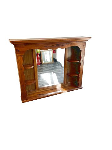 Vintage Oak Mantle/Dresser Topper w/Mirror (47x11x60.5")