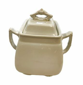 Vintage English ironstone sugar bowl, 6.5" h