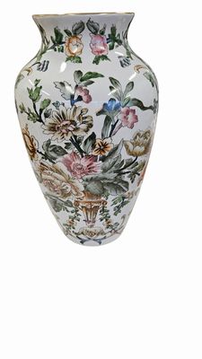 Tall Decorative Foral Vase, China, 12"Hx6"W