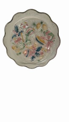 Glass Relief Holiday Platter 14"Rnd