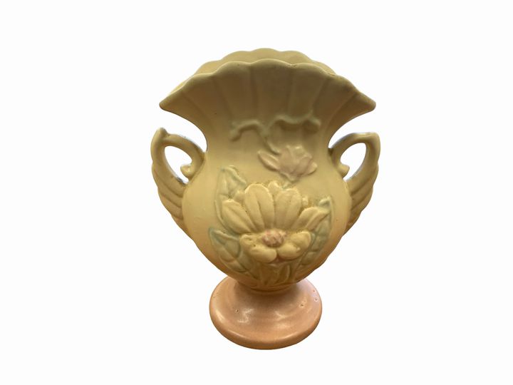 Hull vase,Yellow/pink, 6.5"H