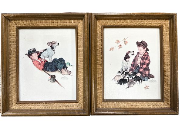 PAIR - Framed Norman Rockwell Prints, 13x11"