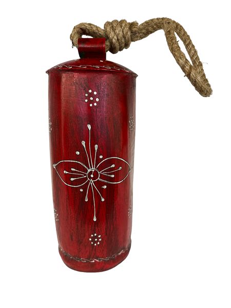 Indian Metal + Wood Chime (Red, 12"h)
