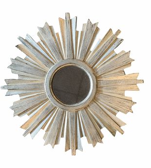 Ethan Allen silver gilt sunburst mirror, 17.5" diam.