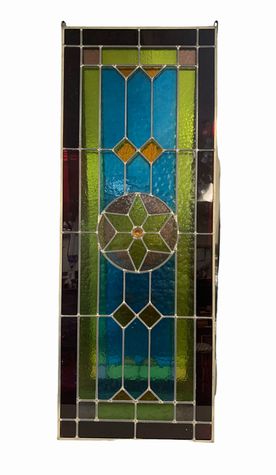 Stained-glass panel, 38.5x14.5"