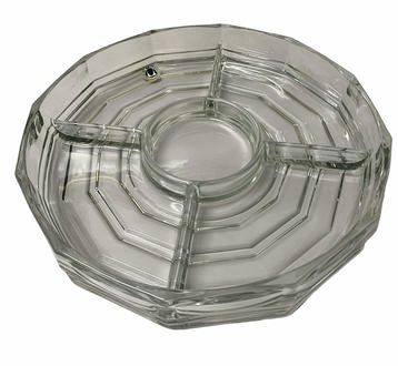 Vintage W. German Walthur-Glas divided glass tray, 11.25" diam.