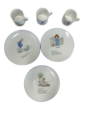 Set of 3 Metropolitan Museum of Art nursery rhyme plates (6.75" diam.) & mugs