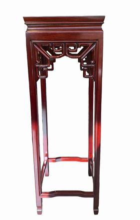 Carved Chinese rosewood stand, 12x12x36"