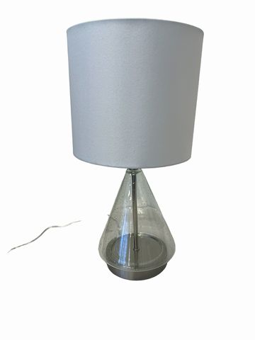 Triangular seed glass base lamp, 19"H